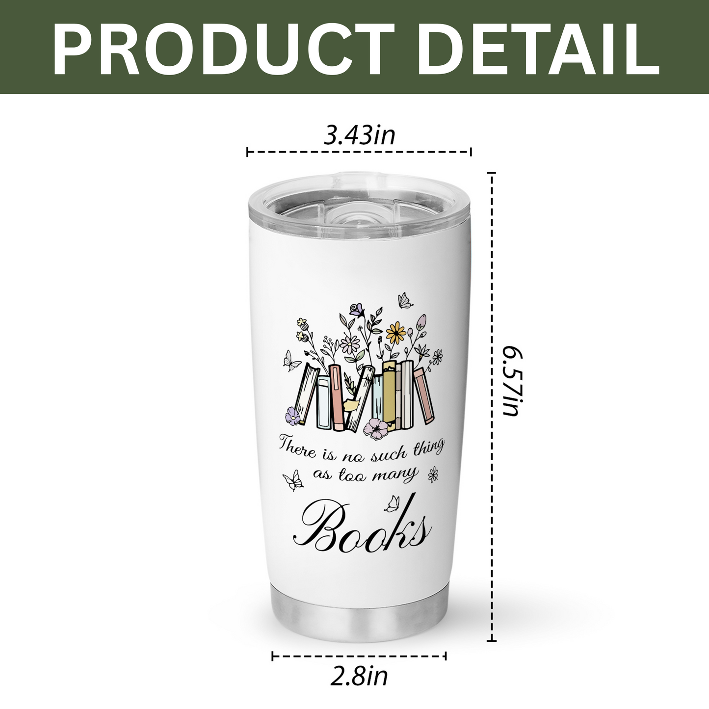 Too Many Books Bookish Tumbler