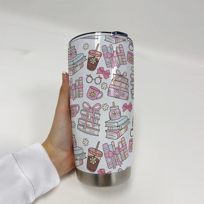 Bookish Boba Tumbler – 20oz & 40oz Pink Aesthetic Cup