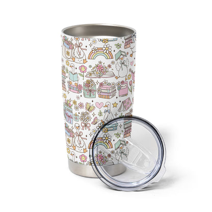 Bookish Floral Rainbow Stainless Steel Tumbler
