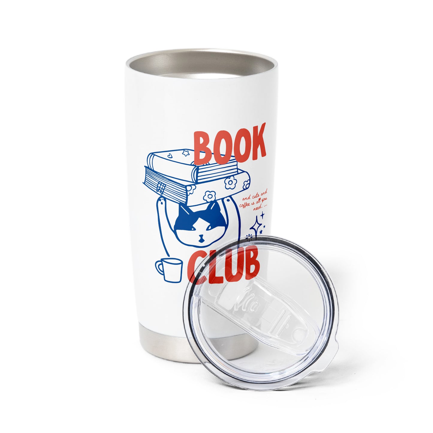 Book Club Cat Tumbler – Stainless Steel, Reader Gift