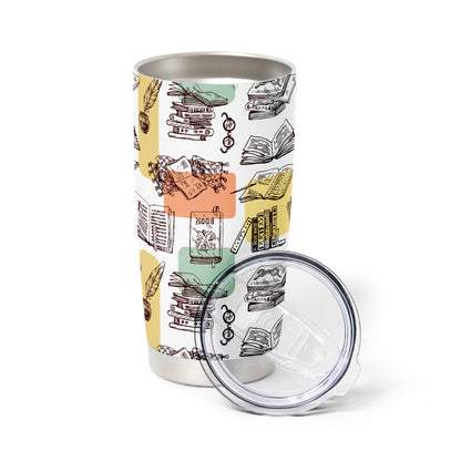 Vintage Bookish Tumbler – Stainless Steel, Dark Academia Style