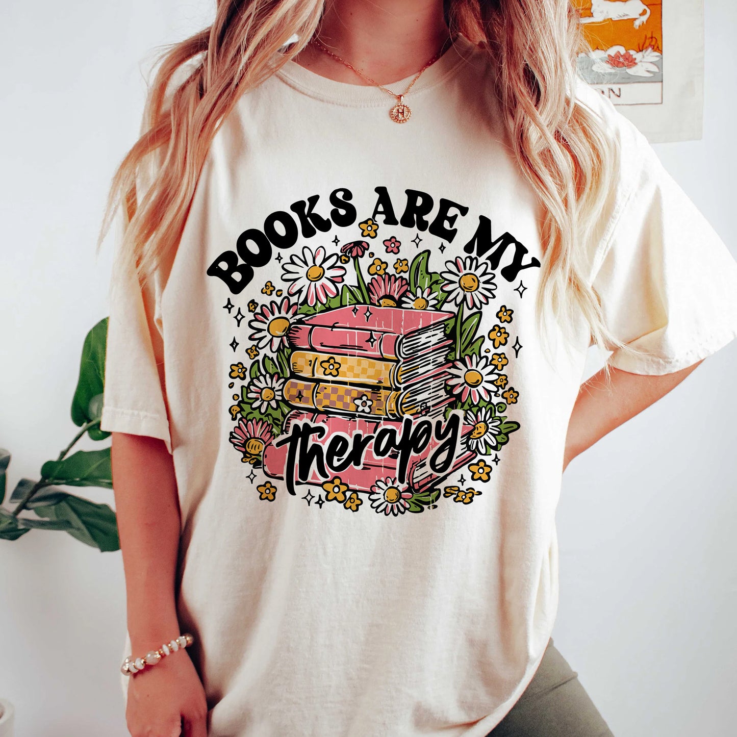 Books Are My Therapy Comfort Colors Graphic Tee