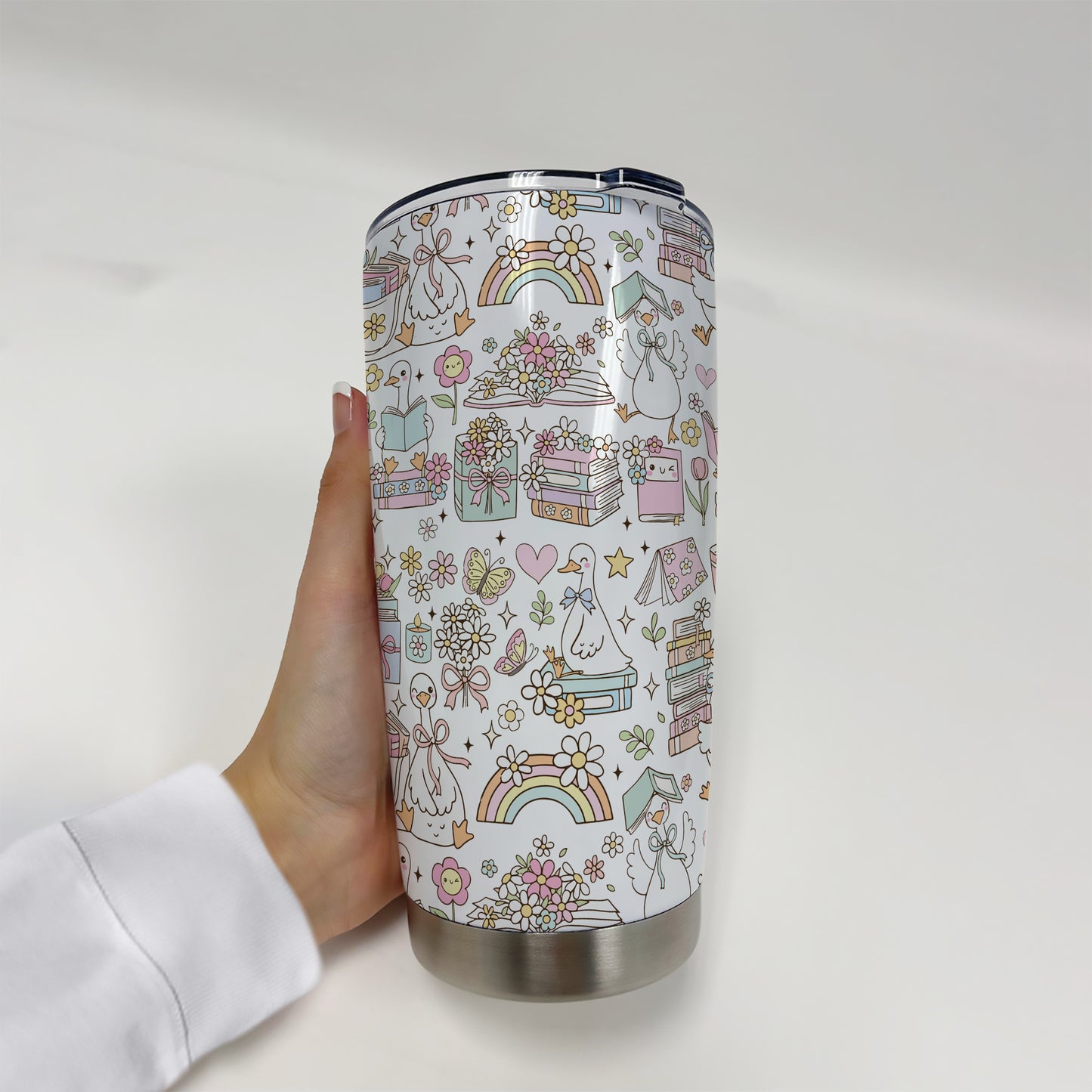 Bookish Floral Rainbow Stainless Steel Tumbler