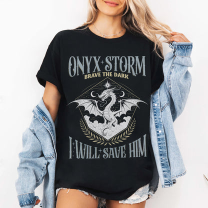 Fantasy Onyx Storm Dragon Graphic T-Shirt