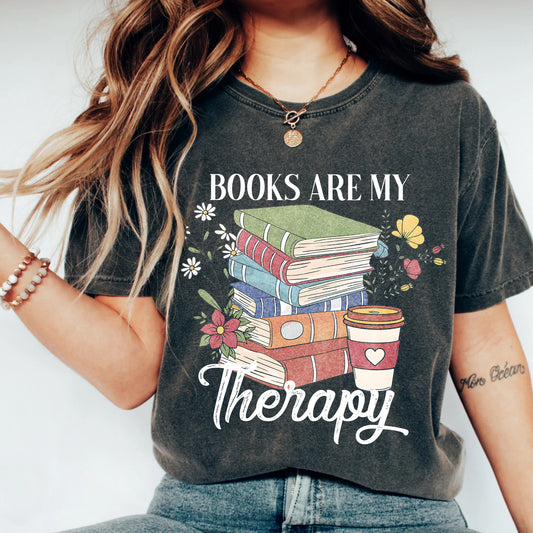Books Are My Therapy Comfort Colors Graphic Tee