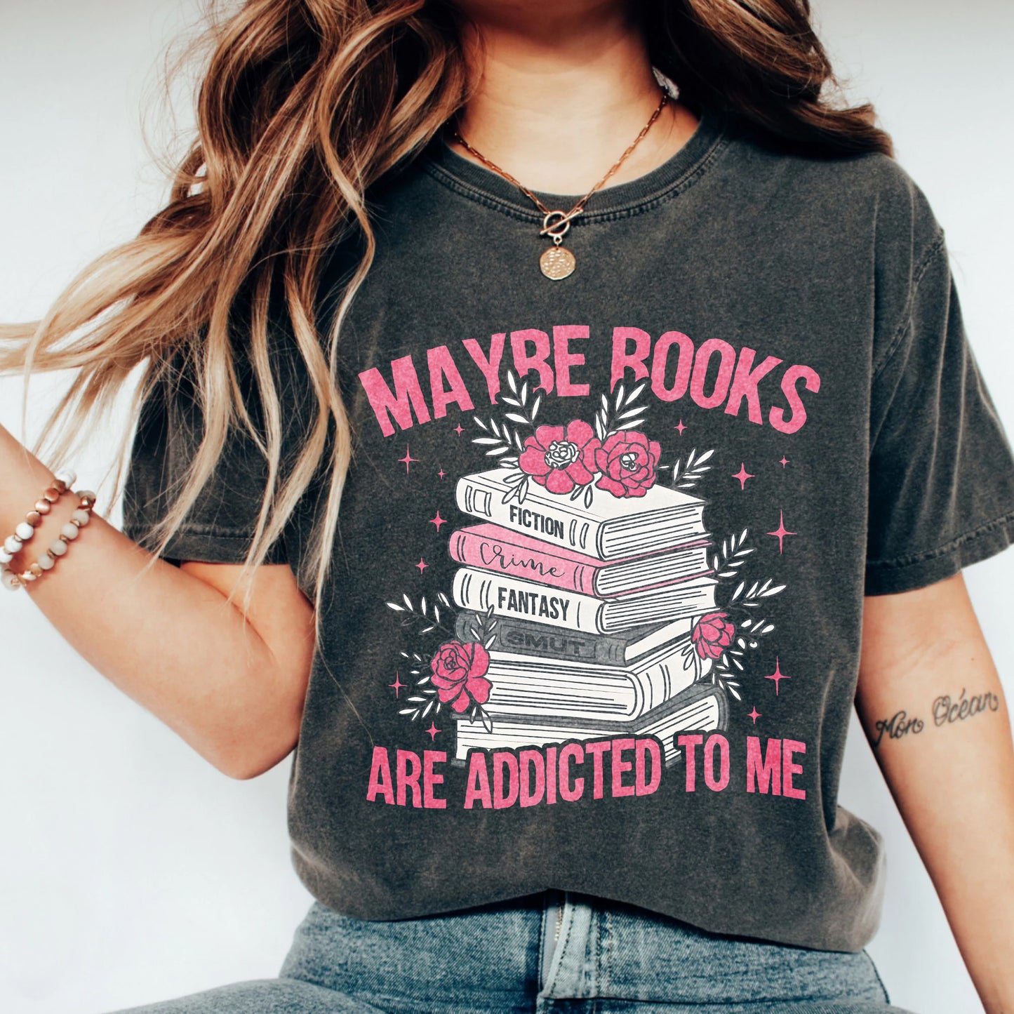 Maybe Books Are Addicted to Me Comfort Colors Graphic Tee