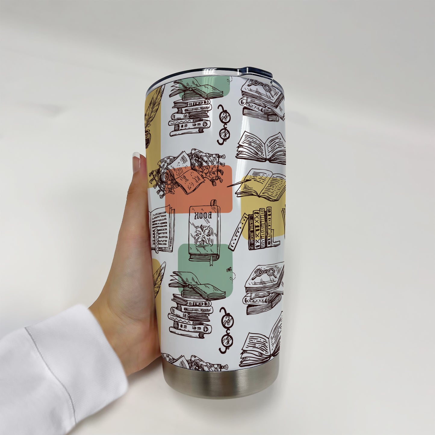 Vintage Bookish Tumbler – Stainless Steel, Dark Academia Style