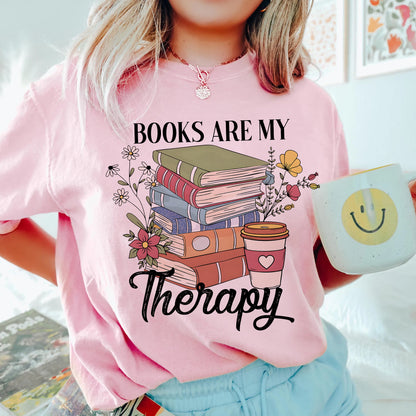 Books Are My Therapy Comfort Colors Graphic Tee