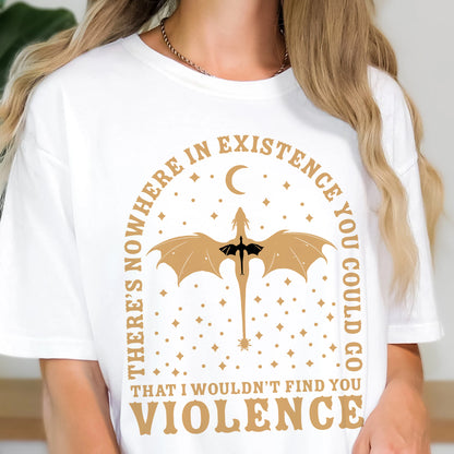 Fourth Wing Inspired T-Shirt – Violence Dragon Sword Graphic Tee