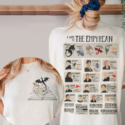 Empyrean Guide T-Shirt | Fourth Wing Character & Dragon Chart Tee