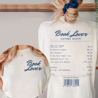 Book Lover Receipt Comfort Colors Graphic Tee