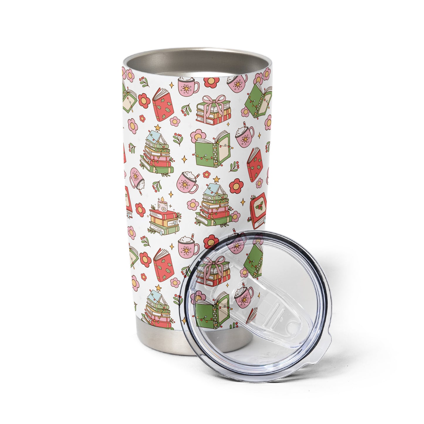Whimsical Holiday Book Tumbler – 20oz & 40oz Cozy Gift Cup