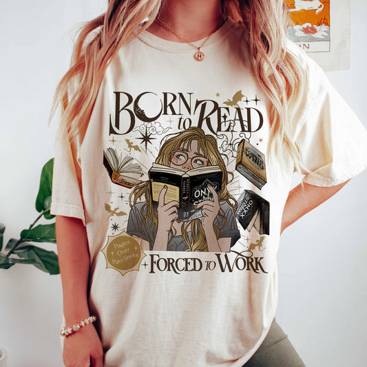 Born to Read, Forced to Work – Dark Academia Comfort Colors Tee