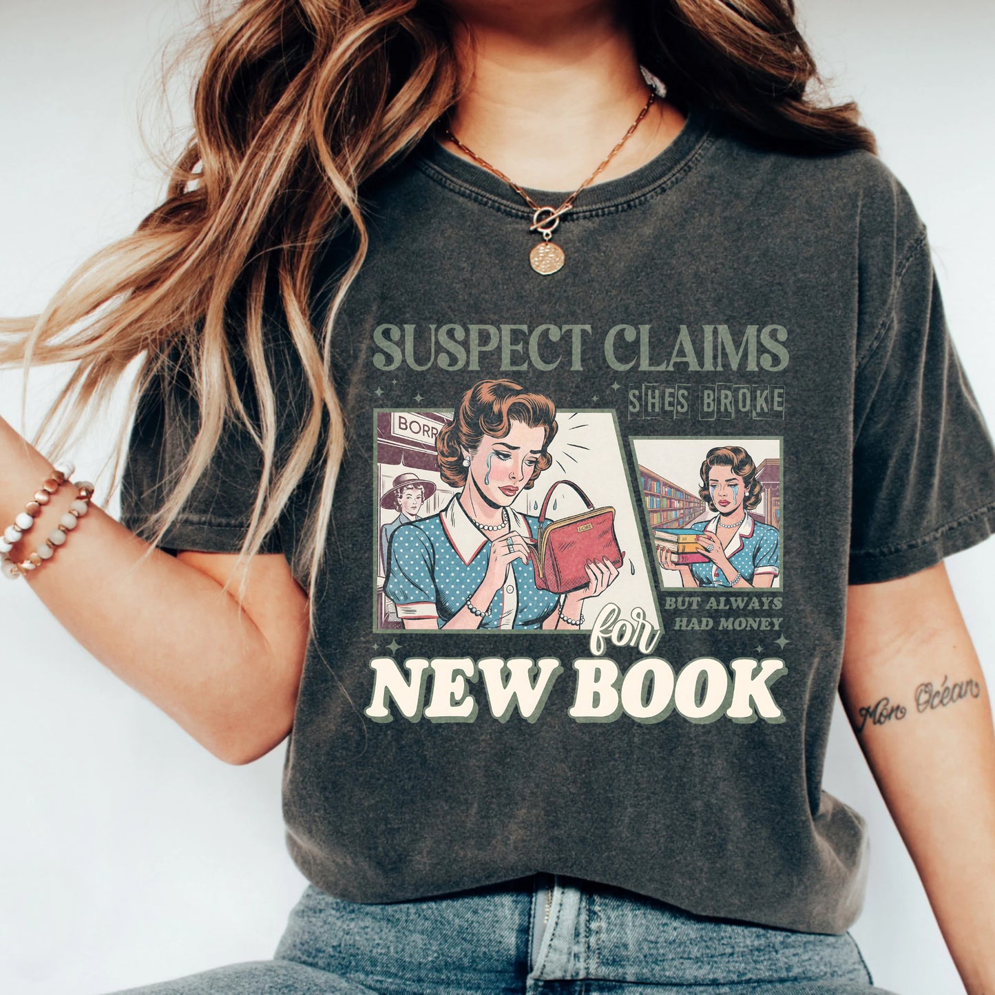 Money for New Books Comfort Colors Graphic Tee – Retro Reader Style