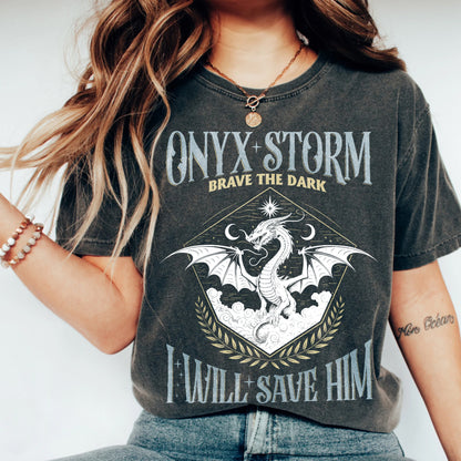 Fantasy Onyx Storm Dragon Graphic T-Shirt