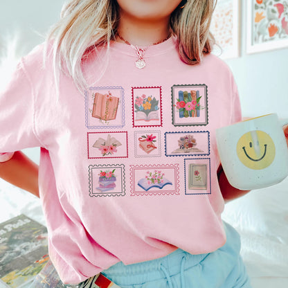 Floral Book Lover Comfort Colors Graphic Tee