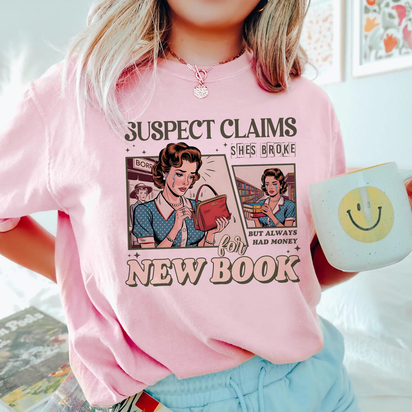 Money for New Books Comfort Colors Graphic Tee – Retro Reader Style
