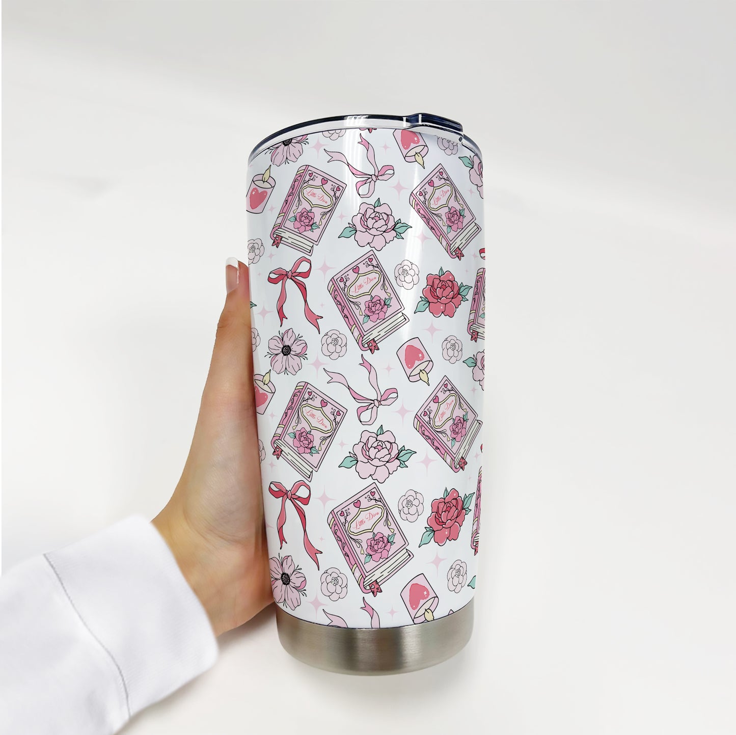 Pastel Floral Bookish Stainless Steel Tumbler