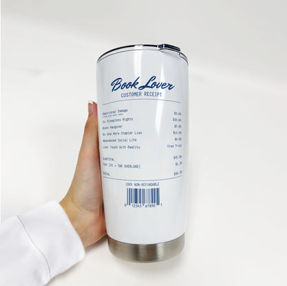 Book Lover Receipt Stainless Steel Tumbler
