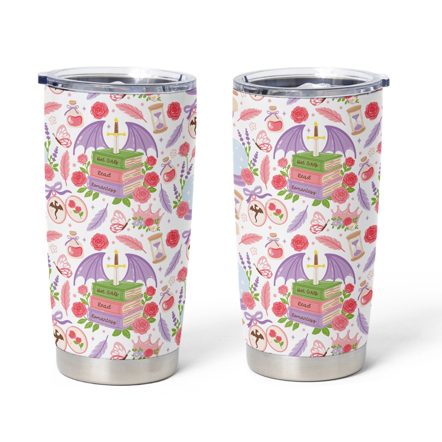 Romantasy Dragon Tumbler – 20oz & 40oz Fantasy Book Cup
