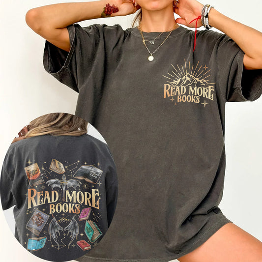 Read More Books Comfort Colors T-Shirt – Fantasy Romance Book Stack Tee