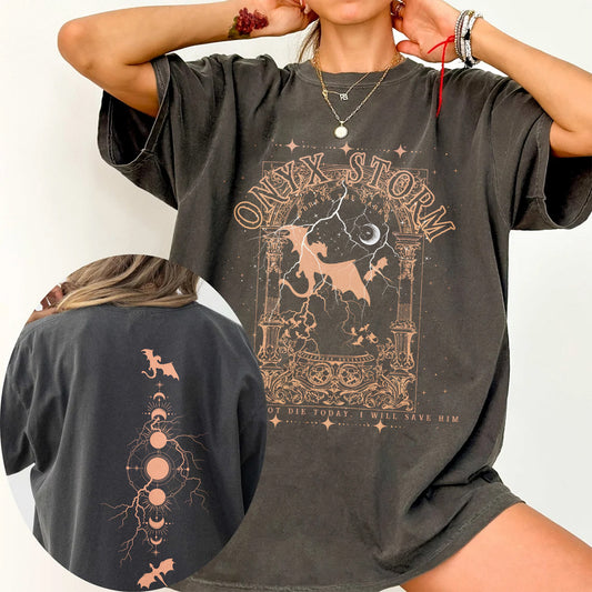 Onyx Storm Comfort Colors T-Shirt – Fourth Wing Lightning Dragon Design