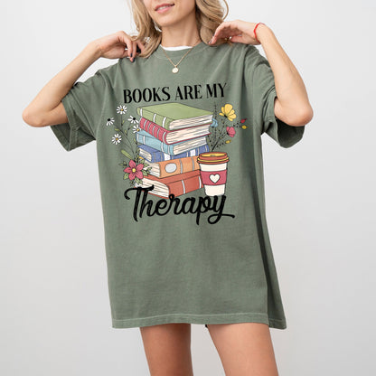 Books Are My Therapy Comfort Colors Graphic Tee