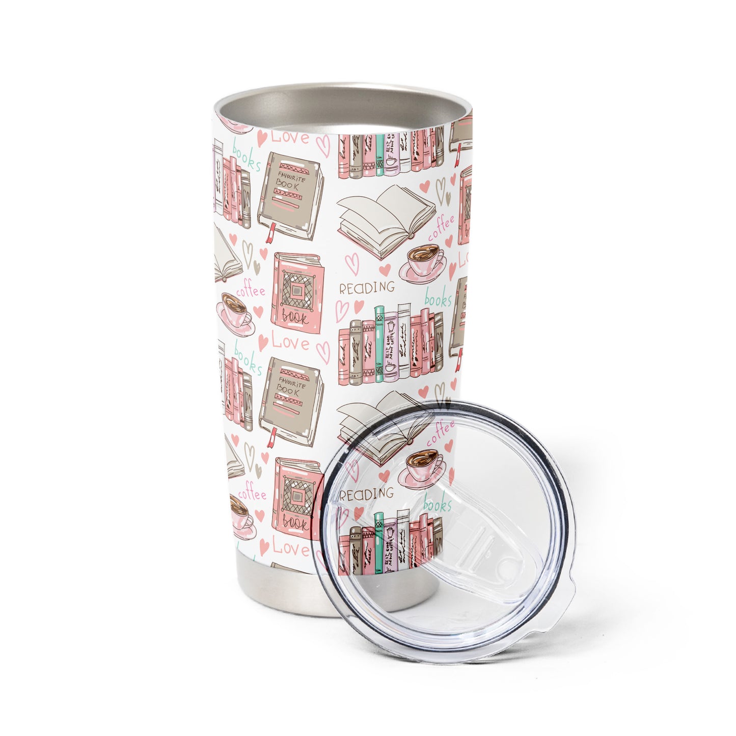 Reading Coffee Love Tumbler – 20oz & 40oz Bookish Cup