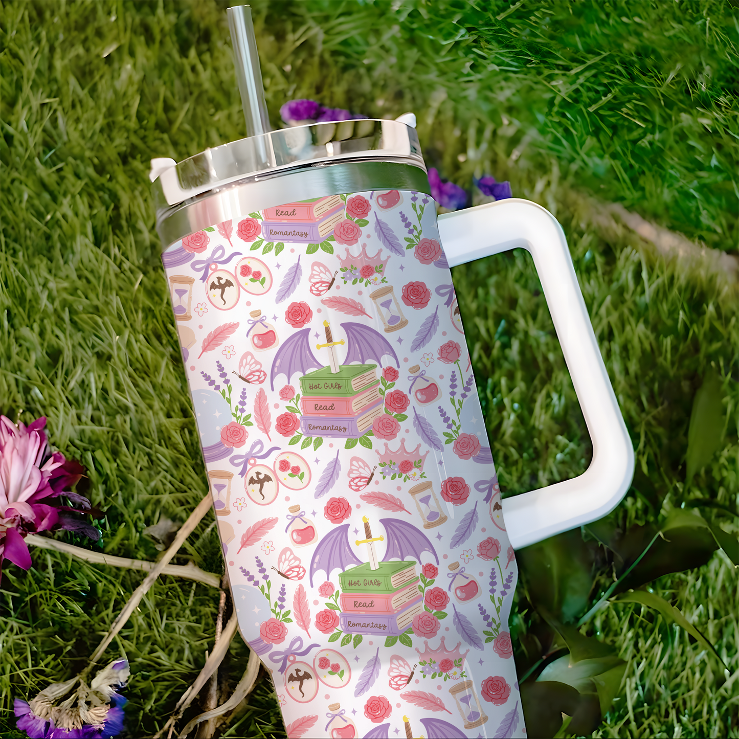 Romantasy Dragon Tumbler – 20oz & 40oz Fantasy Book Cup