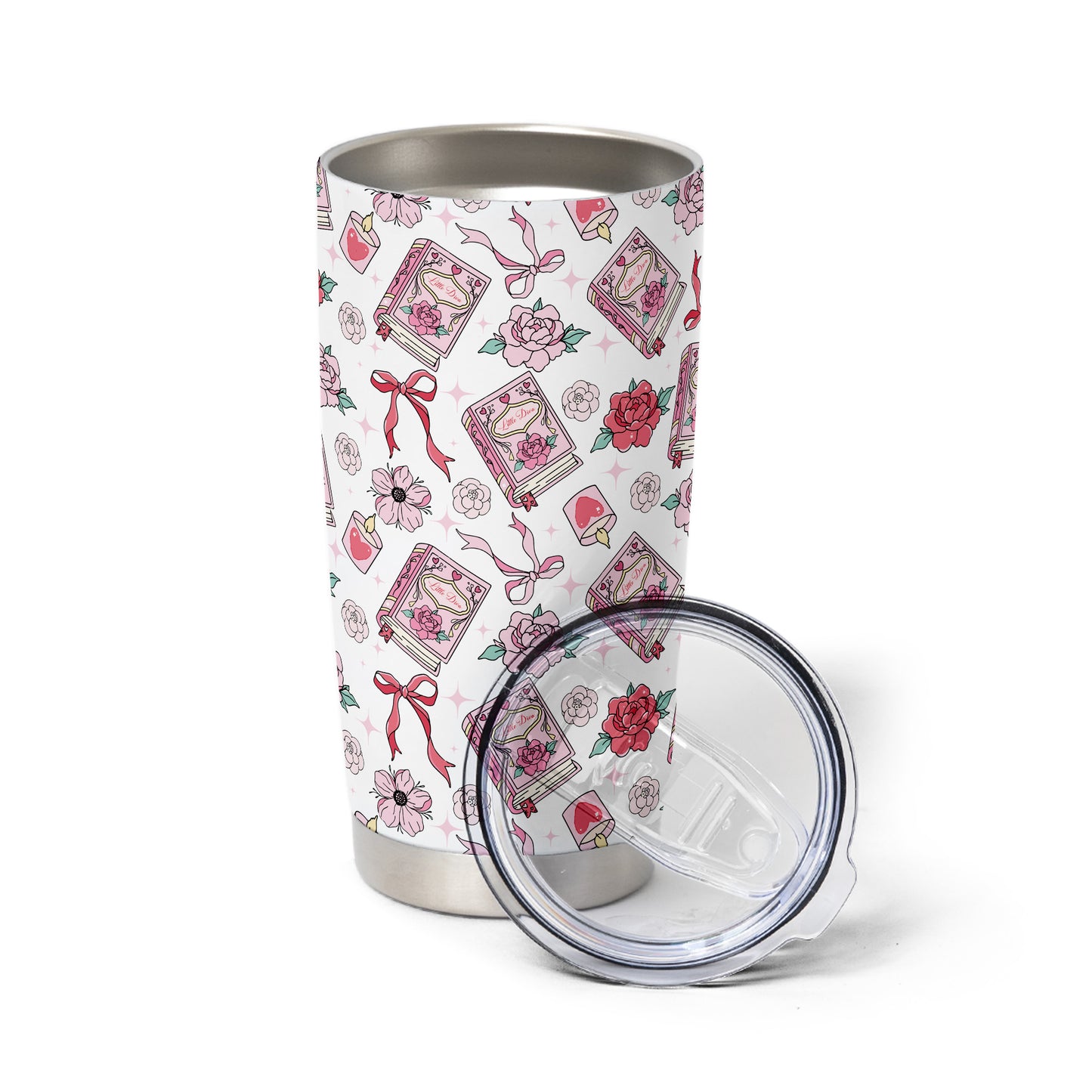 Pastel Floral Bookish Stainless Steel Tumbler