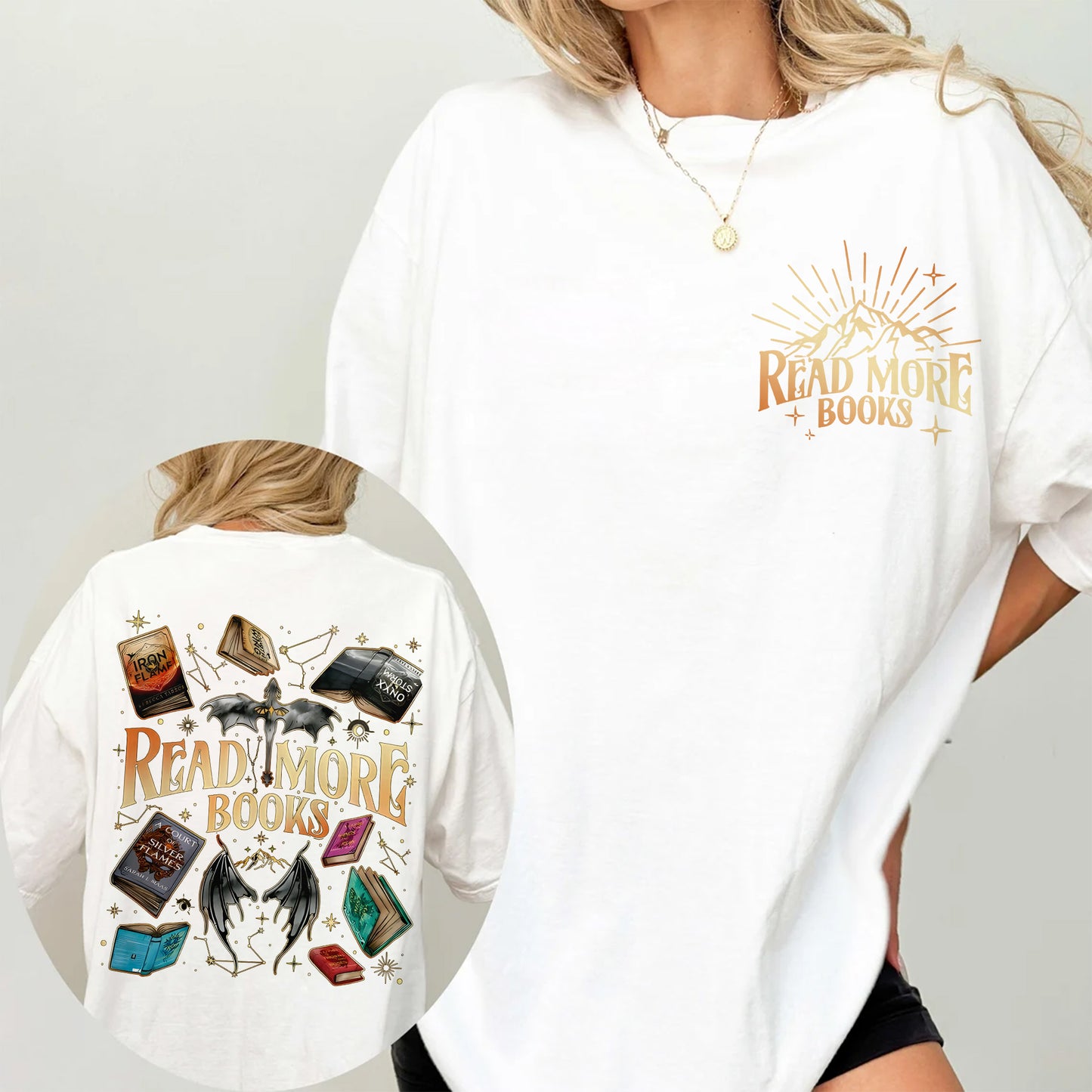 Read More Books Comfort Colors T-Shirt – Fantasy Romance Book Stack Tee