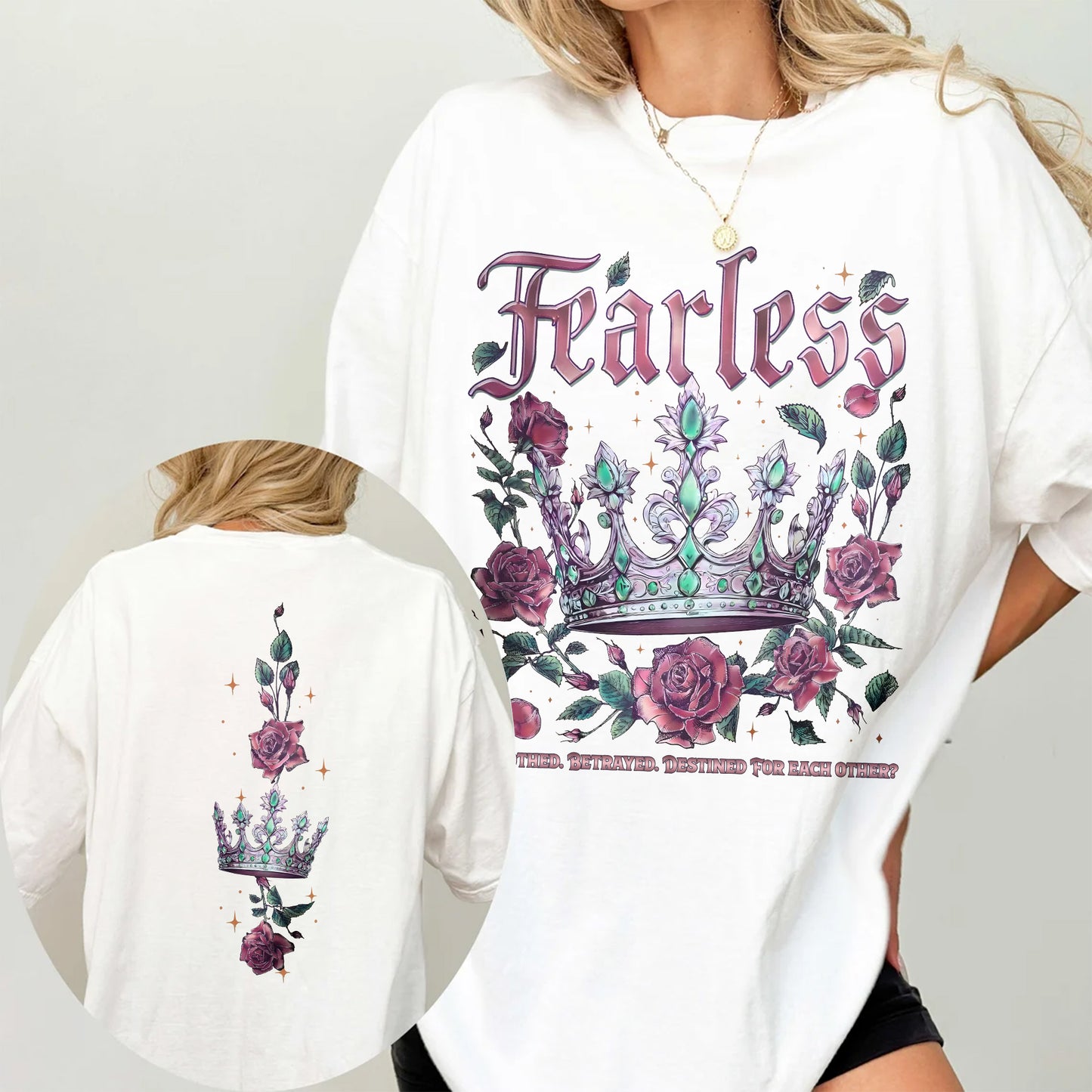 Fearless Crown Comfort Colors Tee – Rose & Power Aesthetic
