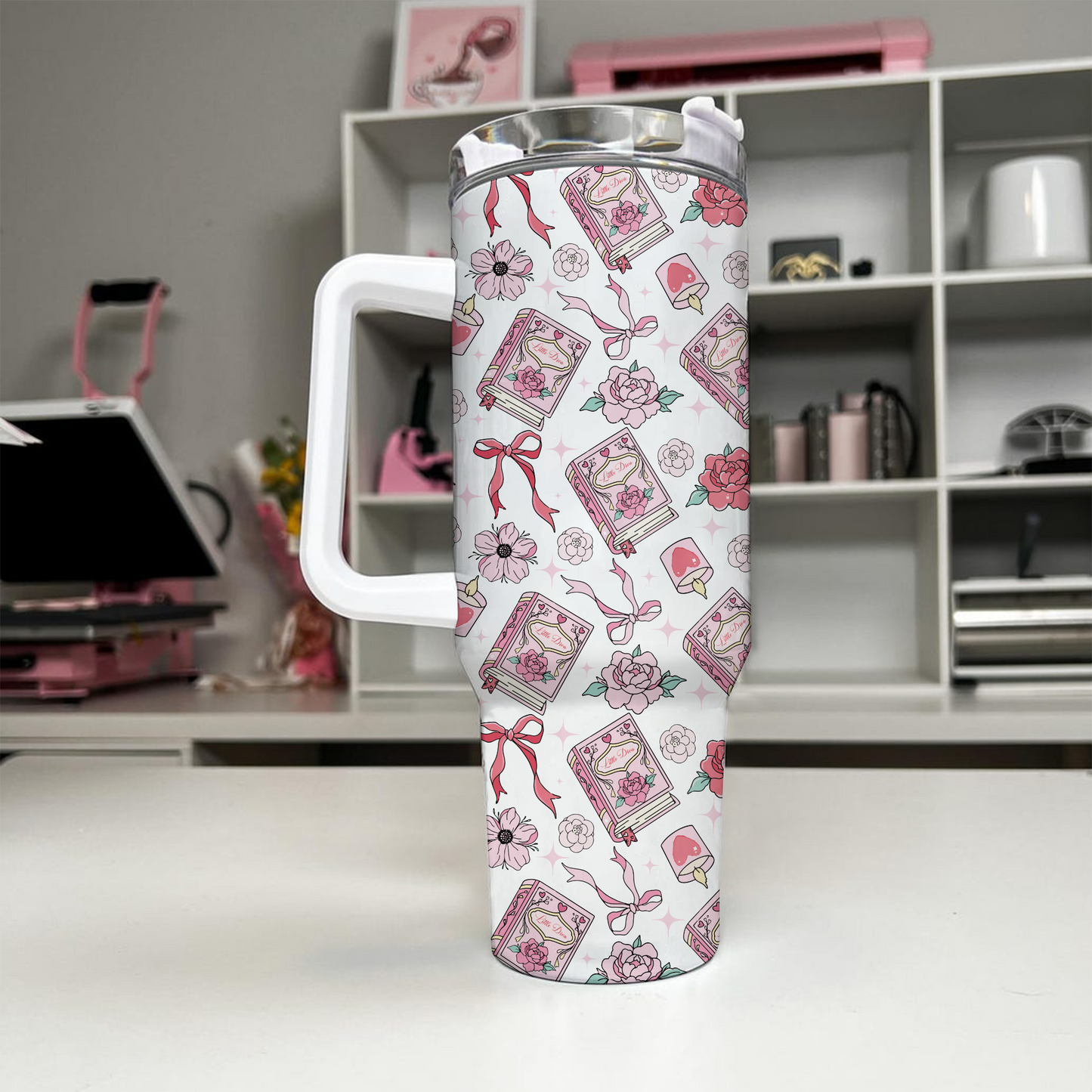 Pastel Floral Bookish Stainless Steel Tumbler