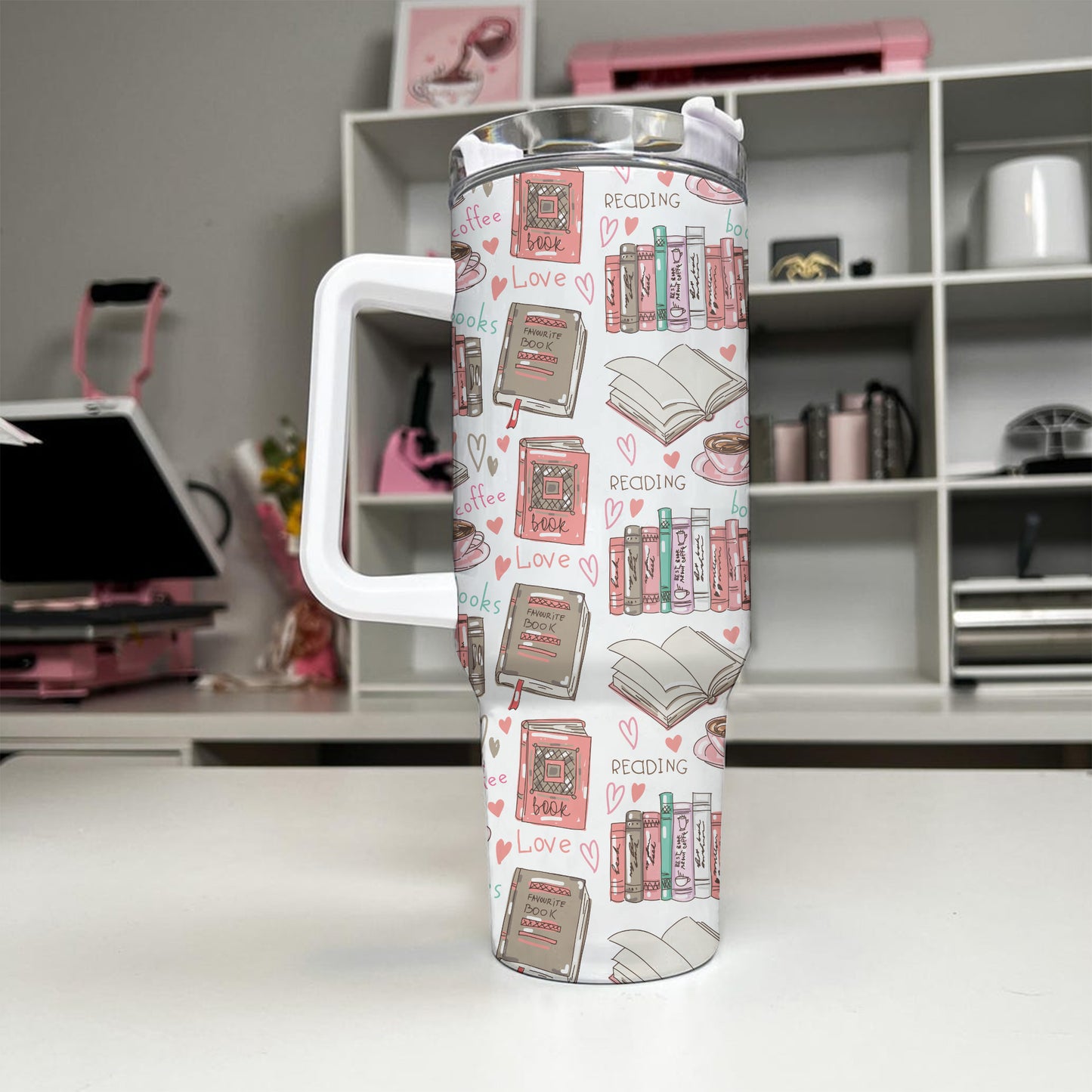 Reading Coffee Love Tumbler – 20oz & 40oz Bookish Cup