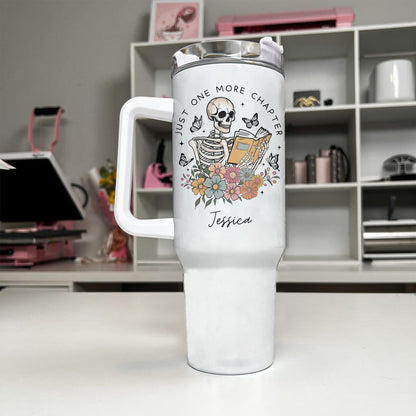 Custom Name Skeleton Reading Stainless Steel Tumbler
