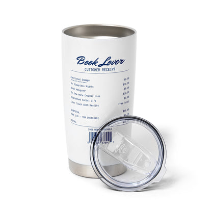 Book Lover Receipt Stainless Steel Tumbler