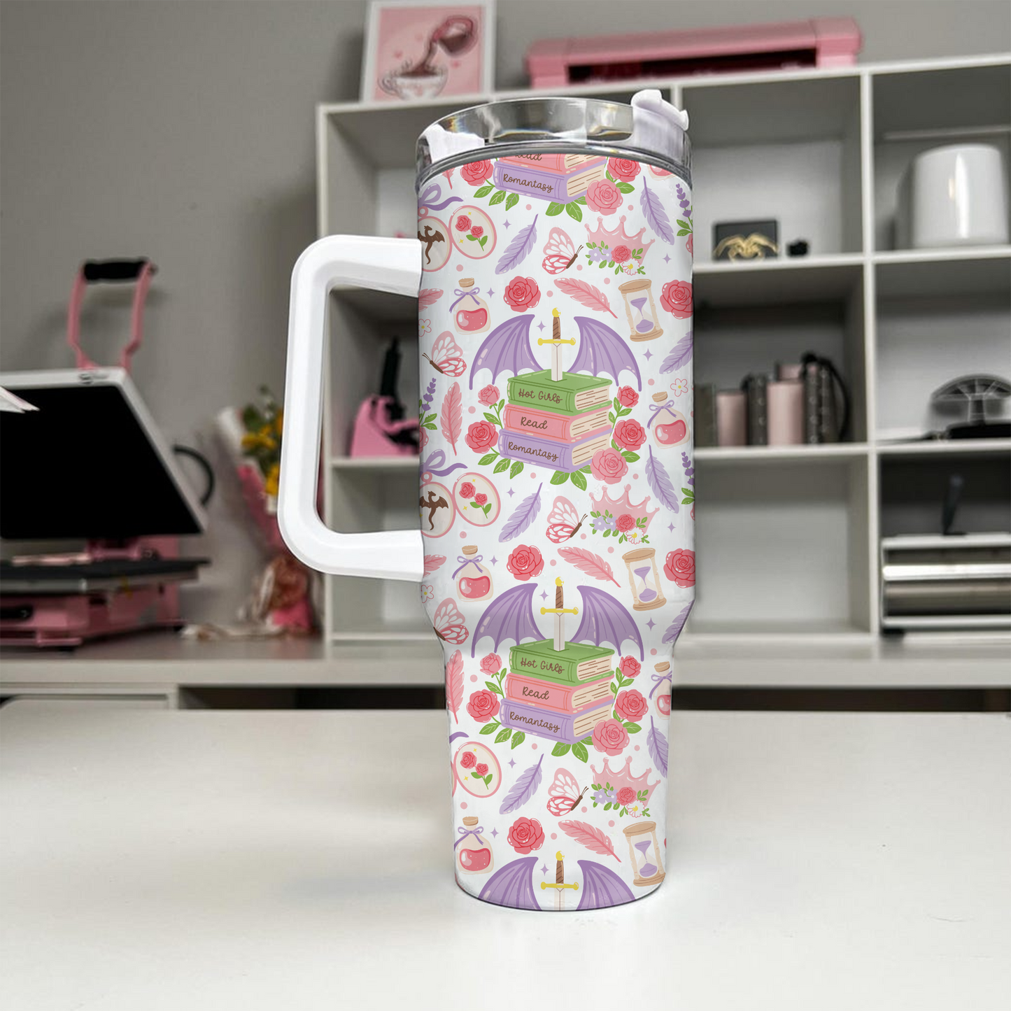 Romantasy Dragon Tumbler – 20oz & 40oz Fantasy Book Cup