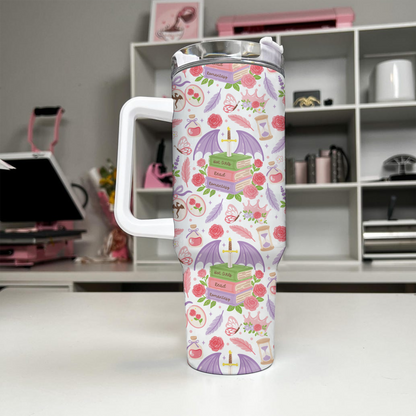 Romantasy Dragon Tumbler – 20oz & 40oz Fantasy Book Cup