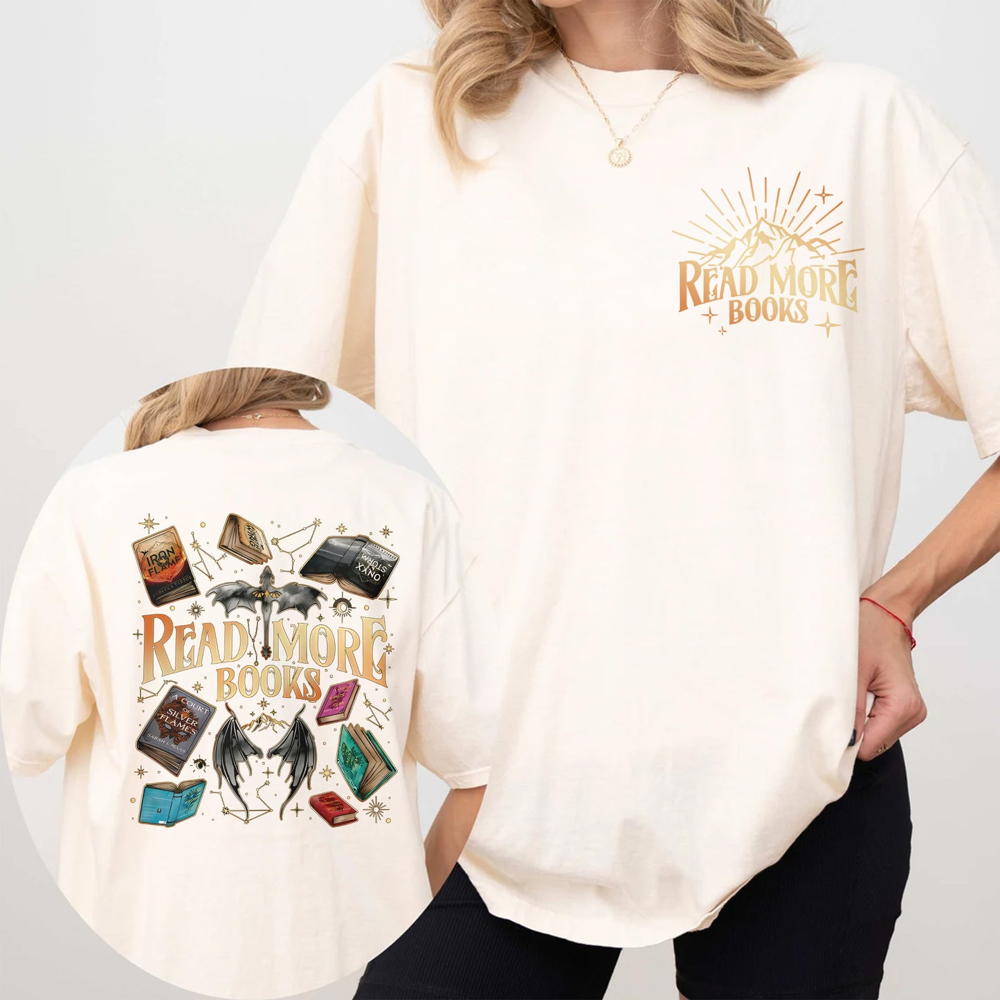 Read More Books Comfort Colors T-Shirt – Fantasy Romance Book Stack Tee