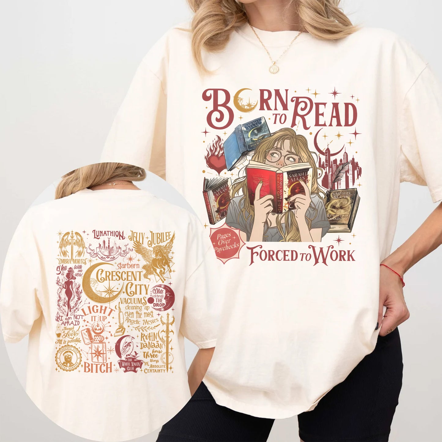 Crescent City Comfort Colors Tee – Born to Read, Pages Over Paychecks