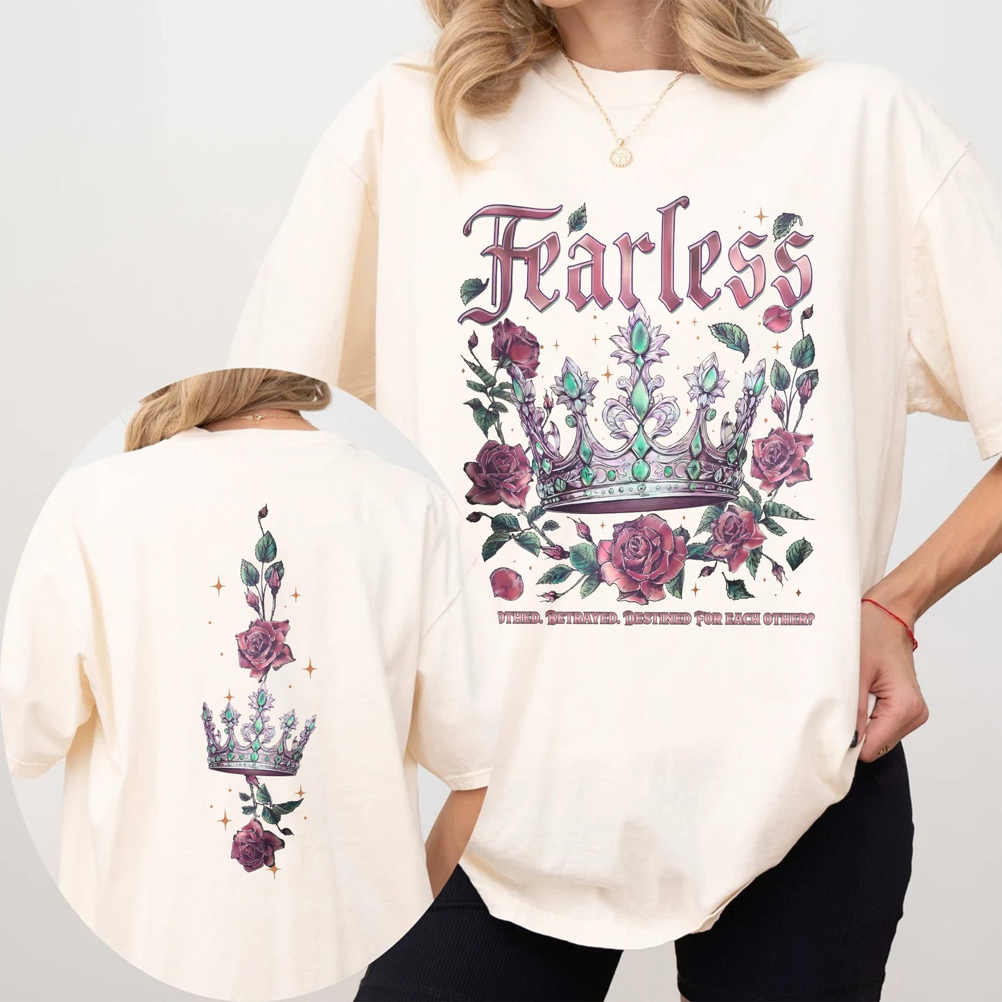 Fearless Crown Comfort Colors Tee – Rose & Power Aesthetic