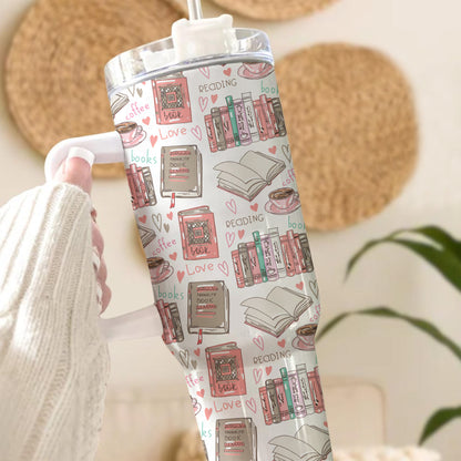 Reading Coffee Love Tumbler – 20oz & 40oz Bookish Cup