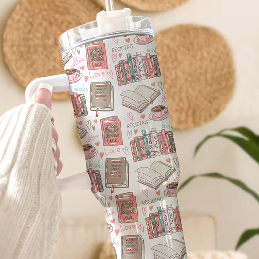 Reading Coffee Love Tumbler – 20oz & 40oz Bookish Cup