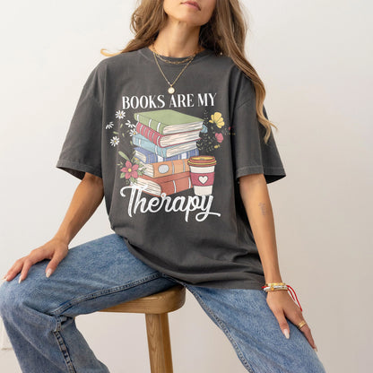 Books Are My Therapy Comfort Colors Graphic Tee