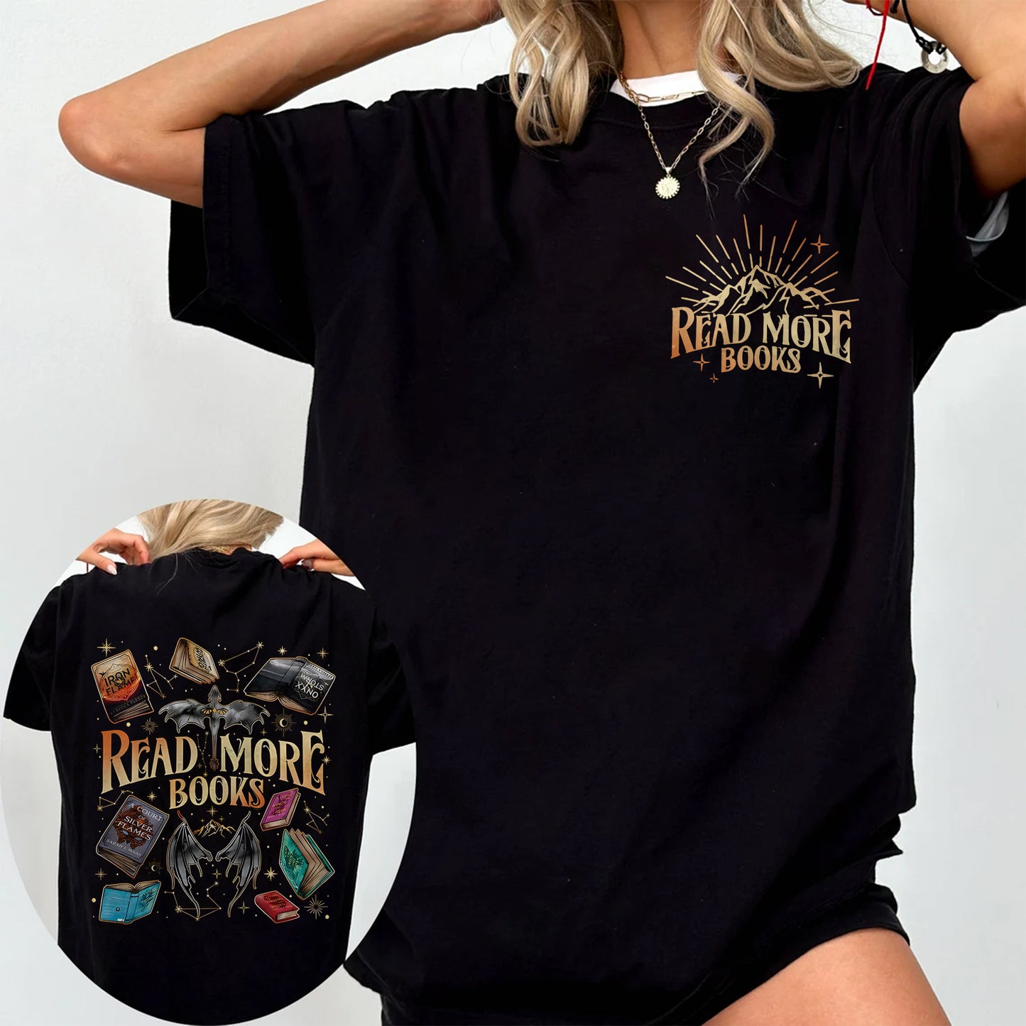 Read More Books Comfort Colors T-Shirt – Fantasy Romance Book Stack Tee