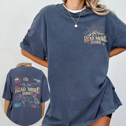 Read More Books Comfort Colors T-Shirt – Fantasy Romance Book Stack Tee