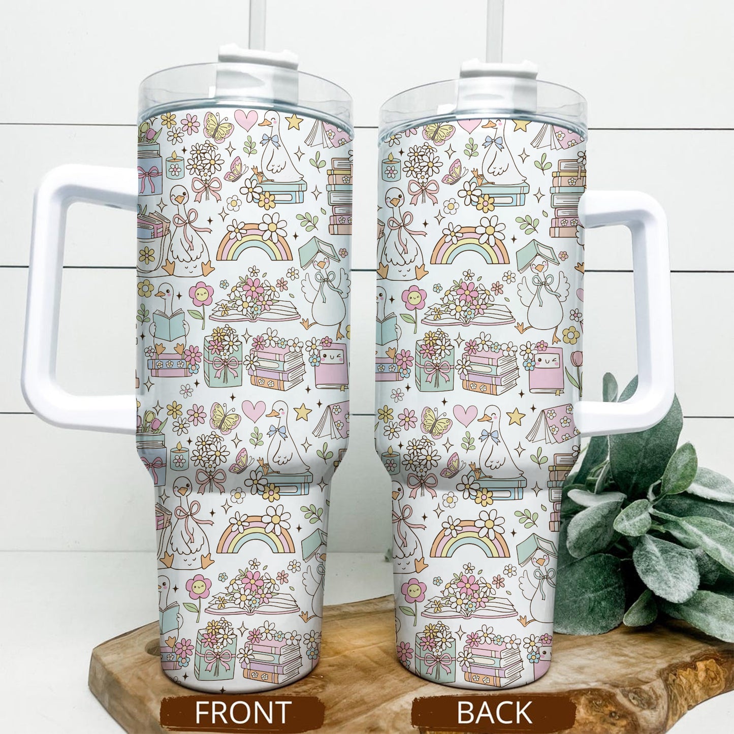 Bookish Floral Rainbow Stainless Steel Tumbler
