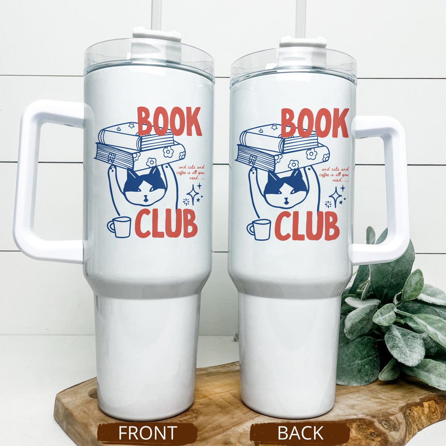 Book Club Cat Tumbler – Stainless Steel, Reader Gift