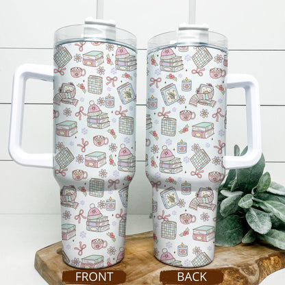 Cozy Bookish Tumbler – 20oz & 40oz Relaxed Reader Cup