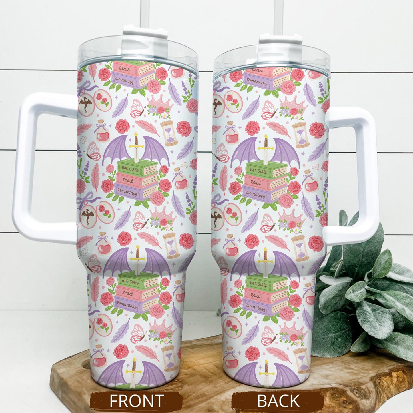 Romantasy Dragon Tumbler – 20oz & 40oz Fantasy Book Cup